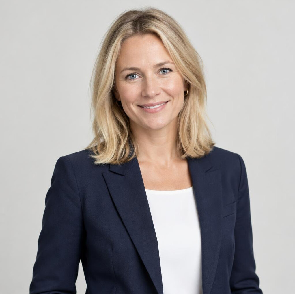 Portrait of a smiling woman in a blazer