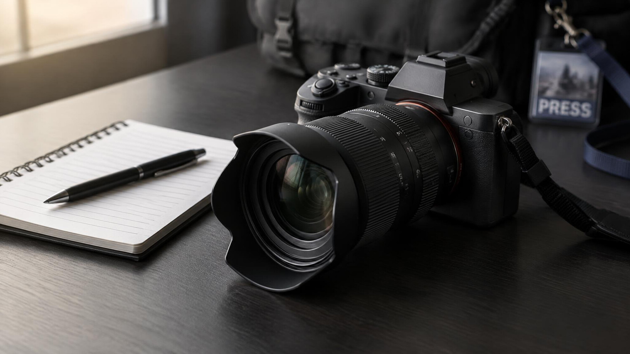 Camera and lens ready for quick news coverage